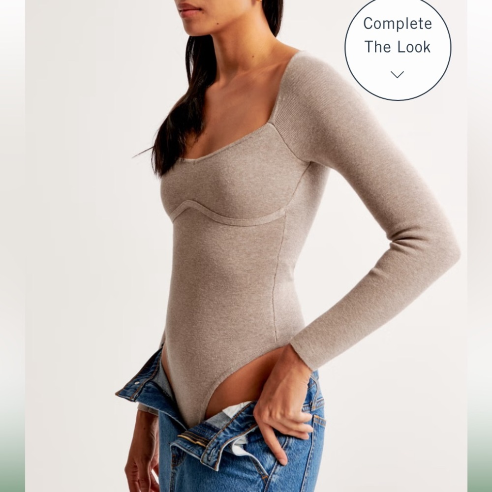 Abercrombie & Fitch Sweater Bodysuit, Light Brown, XXL